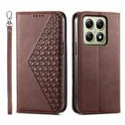 For Xiaomi 14T Cubic Grid Calf Texture Magnetic Leather Phone Case(Brown) - 1