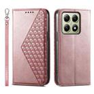 For Xiaomi 14T Cubic Grid Calf Texture Magnetic Leather Phone Case(Rose Gold) - 1