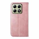 For Xiaomi 14T Cubic Grid Calf Texture Magnetic Leather Phone Case(Rose Gold) - 3