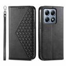 For Xiaomi 14T Pro Cubic Grid Calf Texture Magnetic Leather Phone Case(Black) - 1