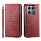 For Xiaomi 14T Pro Cubic Grid Calf Texture Magnetic Leather Phone Case(Red) - 1