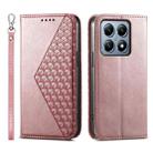 For Xiaomi 14T Pro Cubic Grid Calf Texture Magnetic Leather Phone Case(Rose Gold) - 1