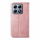 For Xiaomi 14T Pro Cubic Grid Calf Texture Magnetic Leather Phone Case(Rose Gold) - 3