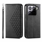For Xiaomi 15 Cubic Grid Calf Texture Magnetic Leather Phone Case(Black) - 1