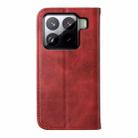 For Xiaomi 15 Cubic Grid Calf Texture Magnetic Leather Phone Case(Red) - 3