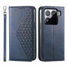 For Xiaomi 15 Cubic Grid Calf Texture Magnetic Leather Phone Case(Blue) - 1