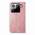 For Xiaomi 15 Cubic Grid Calf Texture Magnetic Leather Phone Case(Rose Gold) - 3