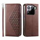 For Xiaomi 15 Pro Cubic Grid Calf Texture Magnetic Leather Phone Case(Brown) - 1