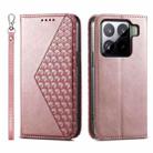 For Xiaomi 15 Pro Cubic Grid Calf Texture Magnetic Leather Phone Case(Rose Gold) - 1