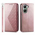 For Xiaomi Poco X7 Pro / Redmi Turbo 4 Cubic Grid Calf Texture Magnetic Leather Phone Case(Rose Gold) - 1