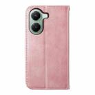 For Xiaomi Poco X7 Pro / Redmi Turbo 4 Cubic Grid Calf Texture Magnetic Leather Phone Case(Rose Gold) - 3