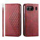 For OnePlus Nord 4 5G Cubic Grid Calf Texture Magnetic Leather Phone Case(Red) - 1