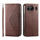 For OnePlus Nord 4 5G Cubic Grid Calf Texture Magnetic Leather Phone Case(Brown) - 1