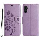 For Samsung Galaxy A16 / A26 5G Butterfly Flower Pattern Flip Leather Phone Case(Light Purple) - 1