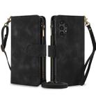 For Samsung Galaxy A13 4G / 5G Dream 9-Card Zipper Wallet RFID Leather Phone Case with Lanyard(Black) - 1