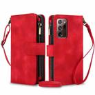 For Samsung Galaxy A52 5G Dream 9-Card Zipper Wallet RFID Leather Phone Case with Lanyard(Red) - 1