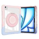 For iPad Air 11 2025 / 2024 / 10.9 2022 Crystal Armor PC Hybrid TPU Tablet Case with Pen Slot(Blue Pink) - 2