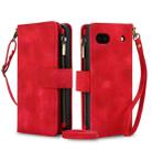 For Google Pixel 6 Dream 9-Card Zipper Wallet RFID Leather Phone Case with Lanyard(Red) - 1