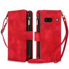 For Google Pixel 7 Dream 9-Card Zipper Wallet RFID Leather Phone Case with Lanyard(Red) - 1