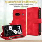 For Google Pixel 7 Dream 9-Card Zipper Wallet RFID Leather Phone Case with Lanyard(Red) - 2