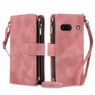 For Google Pixel 7 Dream 9-Card Zipper Wallet RFID Leather Phone Case with Lanyard(Rose Gold) - 1