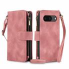 For Google Pixel 8 Dream 9-Card Zipper Wallet RFID Leather Phone Case with Lanyard(Rose Gold) - 1