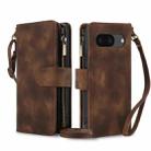 For Google Pixel 8 Dream 9-Card Zipper Wallet RFID Leather Phone Case with Lanyard(Brown) - 1