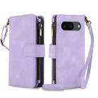 For Google Pixel 8 Dream 9-Card Zipper Wallet RFID Leather Phone Case with Lanyard(Purple) - 1