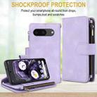 For Google Pixel 8 Dream 9-Card Zipper Wallet RFID Leather Phone Case with Lanyard(Purple) - 2