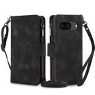 For Google Pixel 8 Dream 9-Card Zipper Wallet RFID Leather Phone Case with Lanyard(Black) - 1