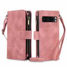 For Google Pixel 8 Pro Dream 9-Card Zipper Wallet RFID Leather Phone Case with Lanyard(Rose Gold) - 1