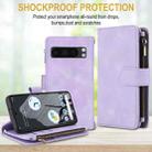 For Google Pixel 8 Pro Dream 9-Card Zipper Wallet RFID Leather Phone Case with Lanyard(Purple) - 2