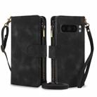 For Google Pixel 8 Pro Dream 9-Card Zipper Wallet RFID Leather Phone Case with Lanyard(Black) - 1