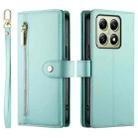 For Xiaomi 14T Nine Card-slot Zipper Wallet Bag Leather Phone Case(Mint Green) - 2