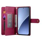 For Xiaomi 15 Nine Card-slot Zipper Wallet Bag Leather Phone Case(Red) - 3