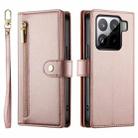 For Xiaomi 15 Nine Card-slot Zipper Wallet Bag Leather Phone Case(Pink) - 2