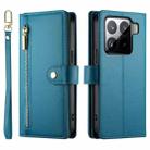 For Xiaomi 15 Nine Card-slot Zipper Wallet Bag Leather Phone Case(Blue) - 2