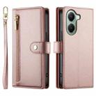 For Xiaomi Poco X7 Pro / Redmi Turbo 4 Nine Card-slot Zipper Wallet Bag Leather Phone Case(Pink) - 2
