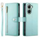 For Xiaomi Poco X7 Pro / Redmi Turbo 4 Nine Card-slot Zipper Wallet Bag Leather Phone Case(Mint Green) - 2