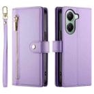For Xiaomi Poco X7 Pro / Redmi Turbo 4 Nine Card-slot Zipper Wallet Bag Leather Phone Case(Purple) - 2
