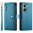 For Xiaomi Poco X7 Pro / Redmi Turbo 4 Nine Card-slot Zipper Wallet Bag Leather Phone Case(Blue) - 2