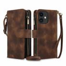 For iPhone 11 Dream 9-Card Zipper Wallet RFID Leather Phone Case with Lanyard(Brown) - 1