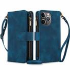 For iPhone 11 Pro Dream 9-Card Zipper Wallet RFID Leather Phone Case with Lanyard(Blue) - 1
