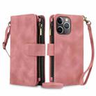 For iPhone 11 Pro Dream 9-Card Zipper Wallet RFID Leather Phone Case with Lanyard(Rose Gold) - 1