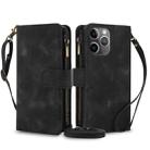 For iPhone 11 Pro Dream 9-Card Zipper Wallet RFID Leather Phone Case with Lanyard(Black) - 1