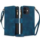 For iPhone 12 mini Dream 9-Card Zipper Wallet RFID Leather Phone Case with Lanyard(Blue) - 1