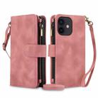 For iPhone 12 mini Dream 9-Card Zipper Wallet RFID Leather Phone Case with Lanyard(Rose Gold) - 1