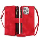 For iPhone 12 Pro Max Dream 9-Card Zipper Wallet RFID Leather Phone Case with Lanyard(Red) - 1