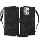 For iPhone 12 Pro Max Dream 9-Card Zipper Wallet RFID Leather Phone Case with Lanyard(Black) - 1