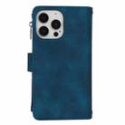 For iPhone 15 Pro Dream 9-Card Zipper Wallet RFID Leather Phone Case with Lanyard(Blue) - 3